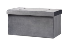 Load image into Gallery viewer, Baxton Studio Castel Modern and Contemporary Charcoal Velvet Fabric Upholstered Wood Storage Ottoman
