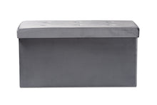 Load image into Gallery viewer, Baxton Studio Castel Modern and Contemporary Charcoal Velvet Fabric Upholstered Wood Storage Ottoman
