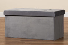 Load image into Gallery viewer, Baxton Studio Castel Modern and Contemporary Charcoal Velvet Fabric Upholstered Wood Storage Ottoman

