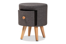 Load image into Gallery viewer, Baxton Studio Rocco Modern Transitional Dark Grey Fabric Upholstered and Oak Brown Finished Wood 1-Drawer Ottoman Stool
