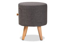 Load image into Gallery viewer, Baxton Studio Rocco Modern Transitional Dark Grey Fabric Upholstered and Oak Brown Finished Wood 1-Drawer Ottoman Stool

