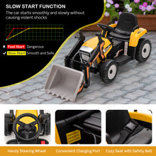 Load image into Gallery viewer, 12V Battery Powered Kids Ride on Excavator with Adjustable Arm and Bucket-Yellow

