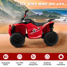 Load image into Gallery viewer, 12V Kids Ride On ATV with High/Low Speed and Comfortable Seat-Red
