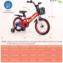 Load image into Gallery viewer, 16 Inch Kid's Bike with Removable Training Wheels-Red
