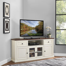 Load image into Gallery viewer, 60" Corner Tv Stand Distressed White
