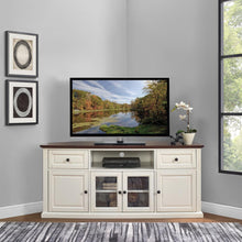 Load image into Gallery viewer, 60" Corner Tv Stand Distressed White
