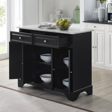 Load image into Gallery viewer, Avery Kitchen Island/Cart Distressed Black/ White Marble

