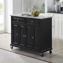 Load image into Gallery viewer, Avery Kitchen Island/Cart Distressed Black/ White Marble
