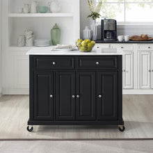 Load image into Gallery viewer, Avery Kitchen Island/Cart Distressed Black/ White Marble
