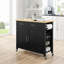 Load image into Gallery viewer, Savannah Wood Top Full-Size Kitchen Island/Cart Black/Natural
