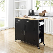 Load image into Gallery viewer, Savannah Wood Top Drop Leaf Kitchen Island/Cart Black
