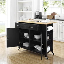 Load image into Gallery viewer, Savannah Wood Top Drop Leaf Kitchen Island/Cart Black
