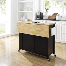 Load image into Gallery viewer, Savannah Wood Top Drop Leaf Kitchen Island/Cart Black
