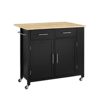 Load image into Gallery viewer, Savannah Wood Top Drop Leaf Kitchen Island/Cart Black
