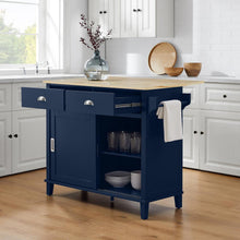 Load image into Gallery viewer, Cora Drop Leaf Kitchen Island Navy/Natural
