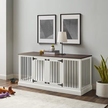 Load image into Gallery viewer, Winslow Medium Credenza Pet Crate White/Dark Brown
