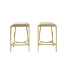 Load image into Gallery viewer, Ellery 2Pc Counter Stool Set Oatmeal/Gold - 2 Stools
