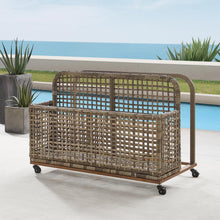 Load image into Gallery viewer, Ridley Outdoor Wicker And Metal Pool Storage Caddy Distressed Gray/Brown
