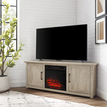 Load image into Gallery viewer, Camden 58" Corner Tv Stand W/Fireplace Frosted Oak
