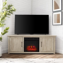 Load image into Gallery viewer, Camden 58" Corner Tv Stand W/Fireplace Frosted Oak
