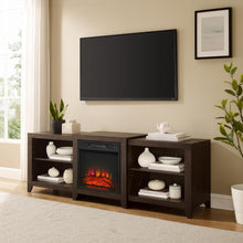 Load image into Gallery viewer, Ronin 69" Low Profile Tv Stand W/Fireplace Dark Walnut
