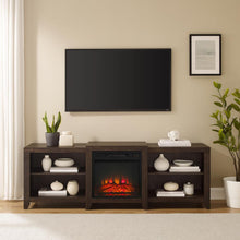 Load image into Gallery viewer, Ronin 69" Low Profile Tv Stand W/Fireplace Dark Walnut
