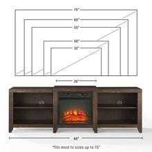Load image into Gallery viewer, Ronin 69" Low Profile Tv Stand W/Fireplace Dark Walnut
