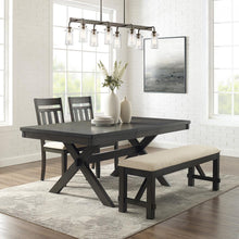 Load image into Gallery viewer, Hayden 4Pc Dining Set Slate - Table, Bench, &amp; 2 Slat Back Chairs
