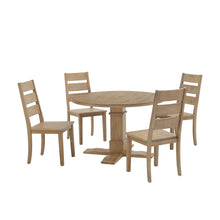 Load image into Gallery viewer, Joanna 5Pc Round Dining Set Rustic Brown - Round Table &amp; 4 Ladder Back Chairs
