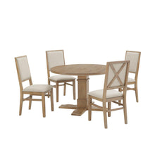 Load image into Gallery viewer, Joanna 5Pc Round Dining Set Rustic Brown /Creme - Round Table &amp; 4 Upholstered Back Chairs

