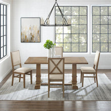 Load image into Gallery viewer, Joanna 5Pc Dining Set Rustic Brown /Creme - Table &amp; 4 Upholstered Back Chairs
