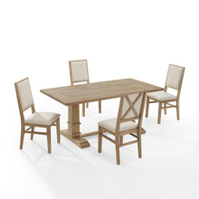 Load image into Gallery viewer, Joanna 5Pc Dining Set Rustic Brown /Creme - Table &amp; 4 Upholstered Back Chairs
