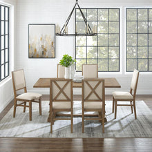 Load image into Gallery viewer, Joanna 7Pc Dining Set Rustic Brown /Creme - Table &amp; 6 Upholstered Back Chairs
