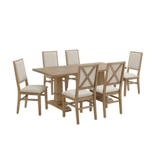 Load image into Gallery viewer, Joanna 7Pc Dining Set Rustic Brown /Creme - Table &amp; 6 Upholstered Back Chairs
