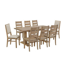 Load image into Gallery viewer, Joanna 9Pc Dining Set Rustic Brown /Creme - Table, 6 Ladder Back Chairs, &amp; 2 Upholstered Back Chairs
