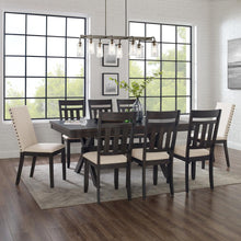 Load image into Gallery viewer, Hayden 9Pc Dining Set Slate/Cream - Table, 6 Slat Back Chairs, &amp; 2 Upholstered Chairs
