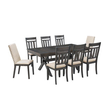 Load image into Gallery viewer, Hayden 9Pc Dining Set Slate/Cream - Table, 6 Slat Back Chairs, &amp; 2 Upholstered Chairs
