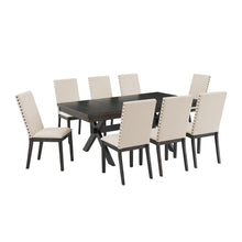 Load image into Gallery viewer, Hayden 9Pc Dining Set Slate/Cream - Table &amp; 8 Upholstered Chairs
