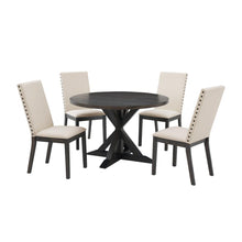 Load image into Gallery viewer, Hayden 5Pc Round Dining Set Slate/Cream - Table &amp; 4 Upholstered Chairs
