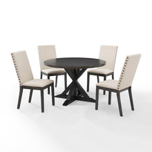 Load image into Gallery viewer, Hayden 5Pc Round Dining Set Slate/Cream - Table &amp; 4 Upholstered Chairs
