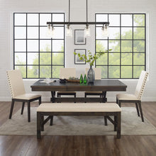 Load image into Gallery viewer, Hayden 6Pc Dining Set Slate/Cream - Table, Bench, &amp; 4 Upholstered Chairs
