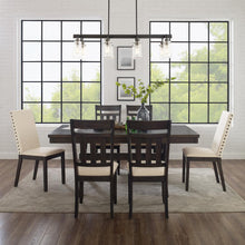 Load image into Gallery viewer, Hayden 7Pc Dining Set Slate/Cream - Table, 4 Slat Back Chairs, &amp; 2 Upholstered Chairs
