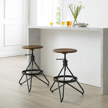 Load image into Gallery viewer, Kalen 2Pc Adjustable Height Swivel Stool Set Brown/Matte Black - 2 Stools
