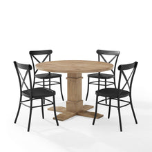 Load image into Gallery viewer, Joanna 5Pc Round Dining Set W/Camille Chairs Matte Black/ Rustic Brown - Table &amp; 4 Chairs

