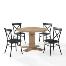Load image into Gallery viewer, Joanna 5Pc Round Dining Set W/Camille Chairs Matte Black/ Rustic Brown - Table &amp; 4 Chairs
