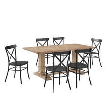 Load image into Gallery viewer, Joanna 7Pc Dining Set W/Camille Chairs Matte Black/ Rustic Brown - Table &amp; 6 Chairs
