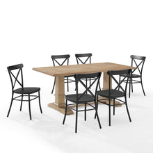 Load image into Gallery viewer, Joanna 7Pc Dining Set W/Camille Chairs Matte Black/ Rustic Brown - Table &amp; 6 Chairs
