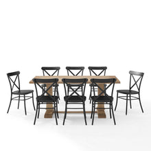 Load image into Gallery viewer, Joanna 9Pc Dining Set W/Camille Chairs Matte Black/ Rustic Brown - Table &amp; 8 Chairs
