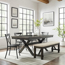 Load image into Gallery viewer, Hayden 6Pc Dining Set W/Camille Chairs Matte Black/  Slate - Table, Bench, &amp; 4 Chairs
