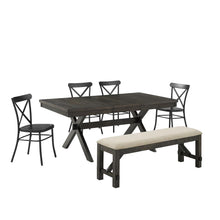 Load image into Gallery viewer, Hayden 6Pc Dining Set W/Camille Chairs Matte Black/  Slate - Table, Bench, &amp; 4 Chairs
